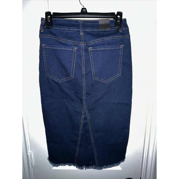 Denim Jean Skirt Midi Diamante Jeans Maxi Slit Front NWT Small S - Picture 2 of 6